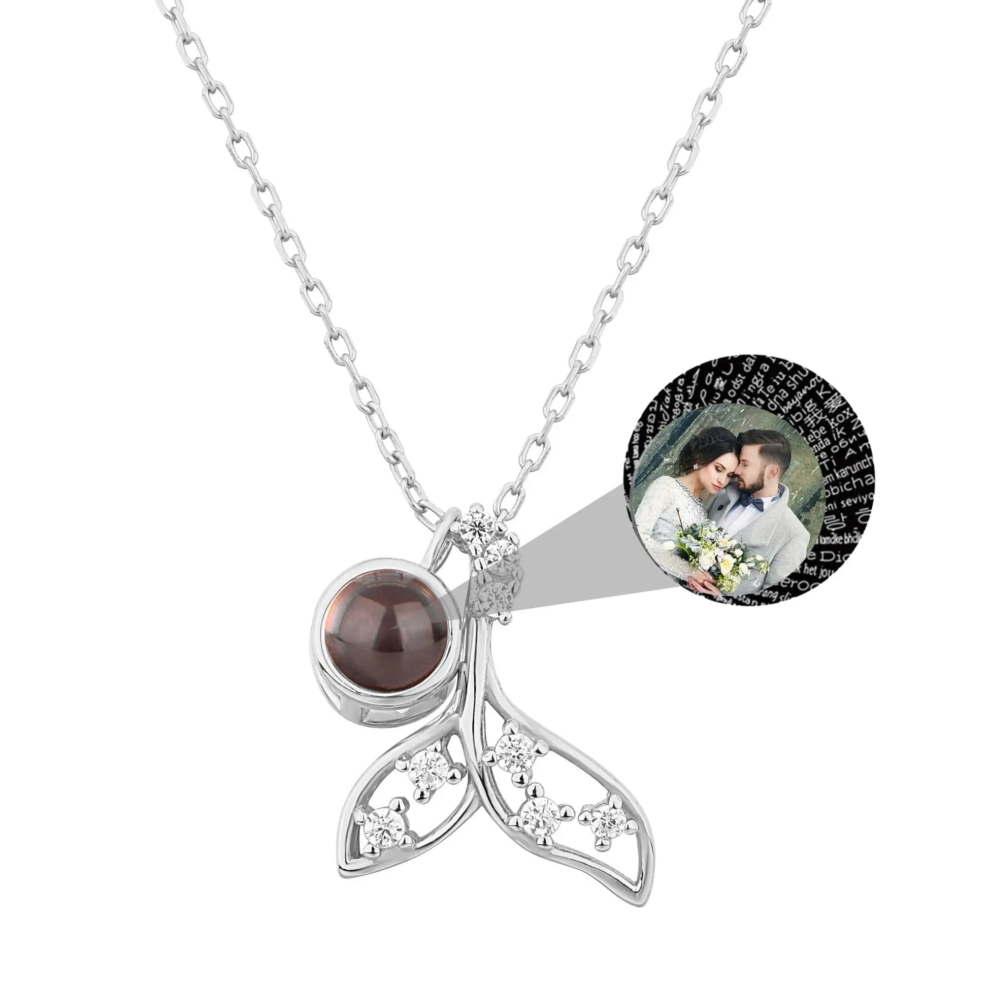Fish Tail 925 Silver Custom Photo Name Projection Necklace - Blade & Thread