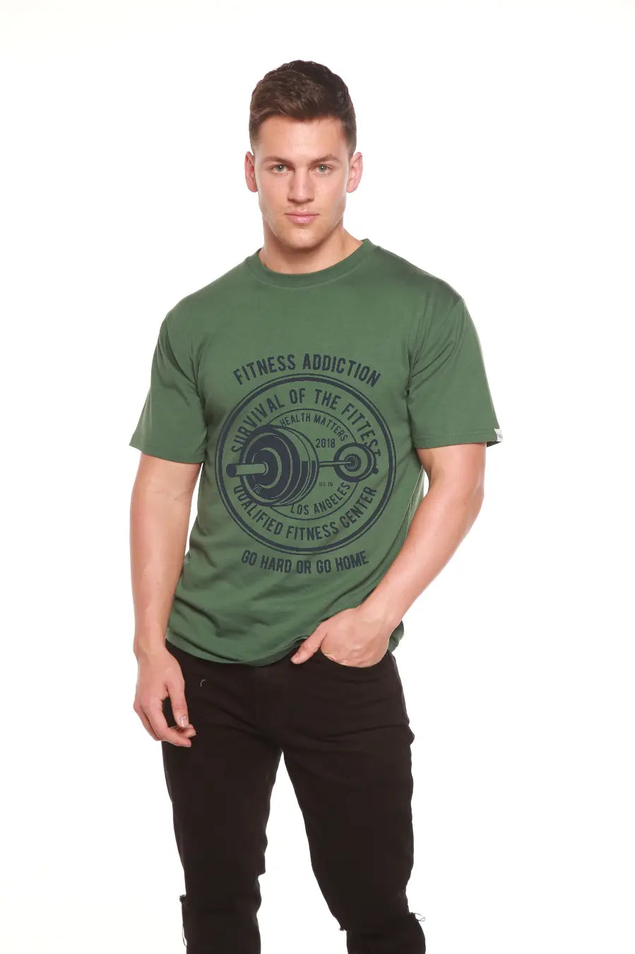 Fitness Addiction Men's Bamboo Viscose/Organic Cotton Short Sleeve Graphic T-Shirt Spun Bamboo