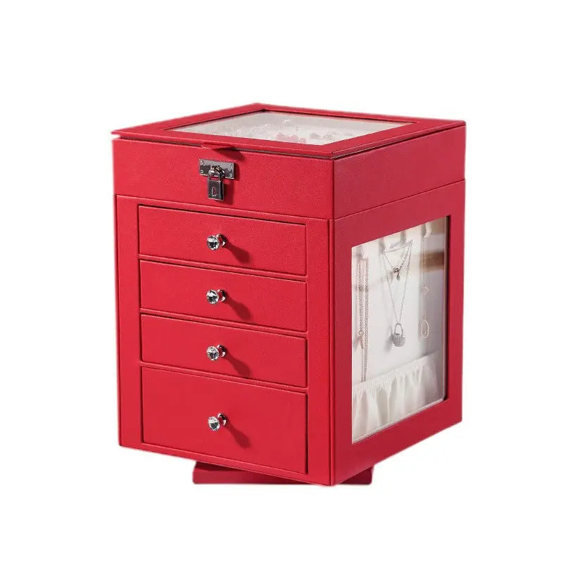 Five-layer detachable transparent rotating drawer jewelry armoire - Blade & Thread