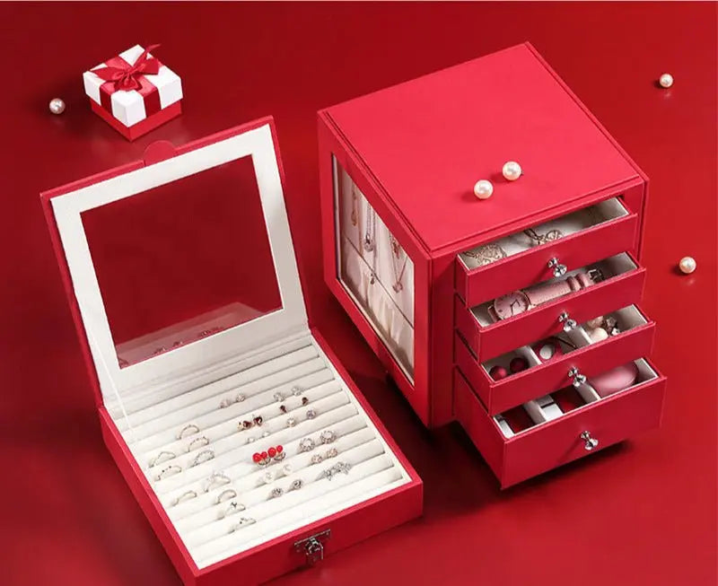 Five-layer detachable transparent rotating drawer jewelry armoire - Blade & Thread