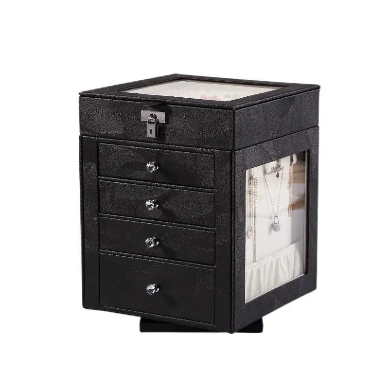 Five-layer detachable transparent rotating drawer jewelry armoire - Blade & Thread