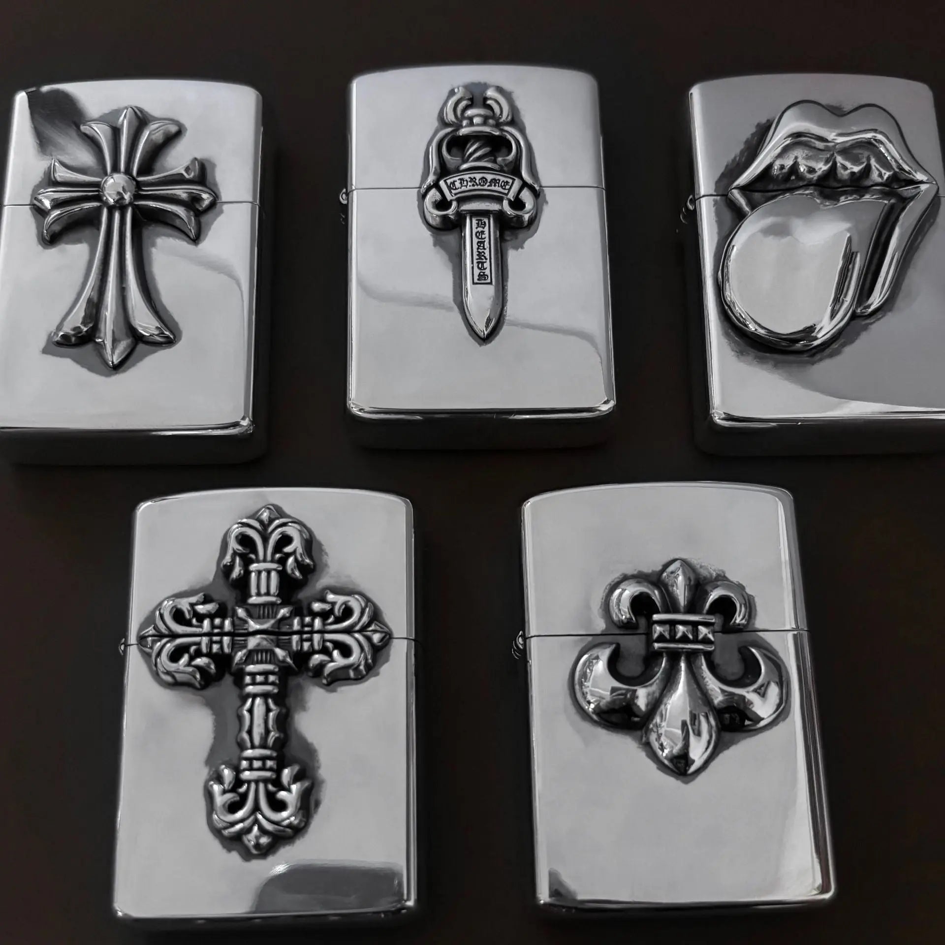 flame cross sword tongue anchor retro lighter - Blade & Thread