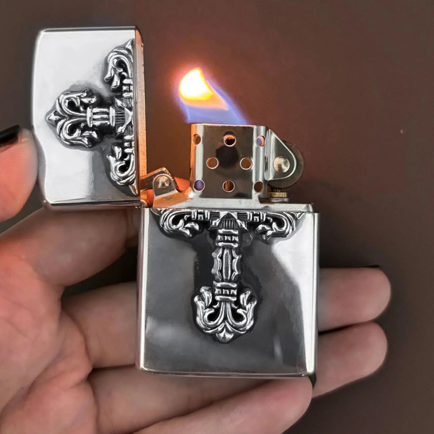 flame cross sword tongue anchor retro lighter - Blade & Thread