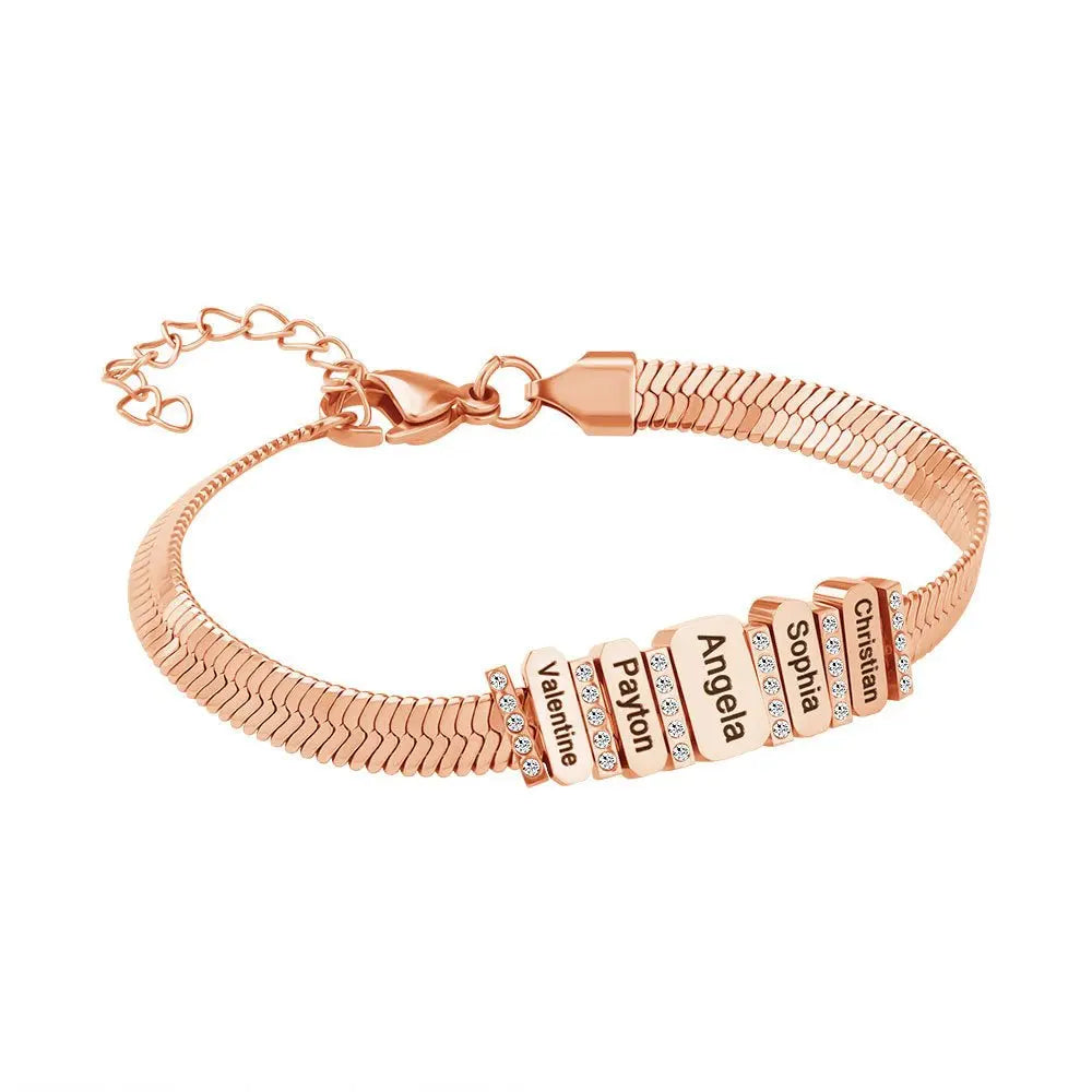 Flat snake bone chain diamond engraving bracelet - Blade & Thread