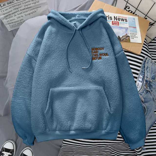 Fleece Hoodies Fashion Autumn Winter Thick Letter Embroidery - Blade & Thread