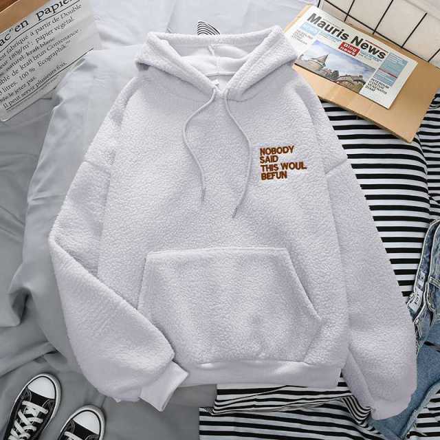 Fleece Hoodies Fashion Autumn Winter Thick Letter Embroidery - Blade & Thread