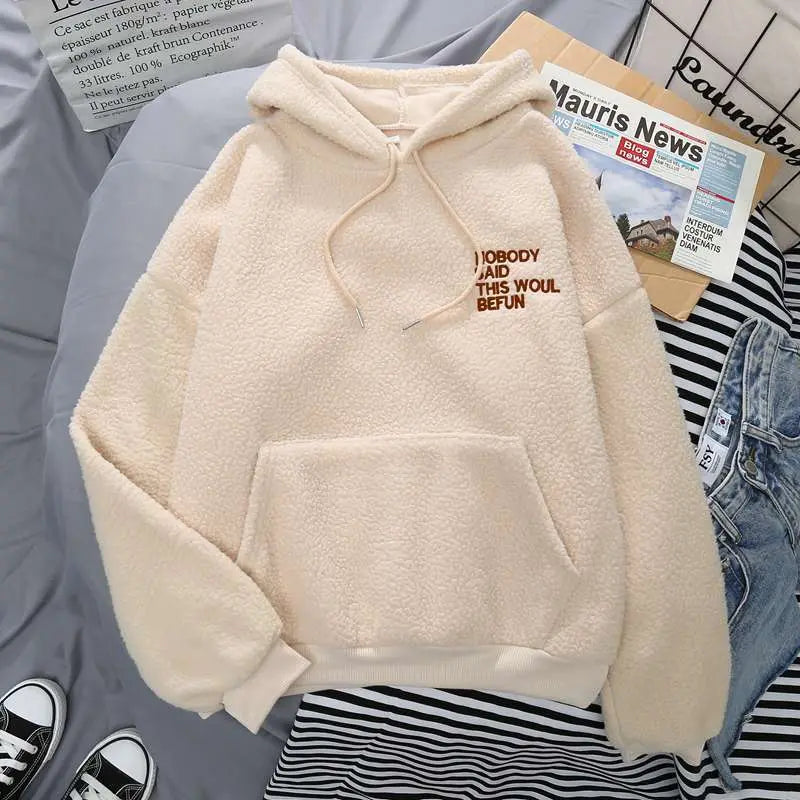 Fleece Hoodies Fashion Autumn Winter Thick Letter Embroidery - Blade & Thread