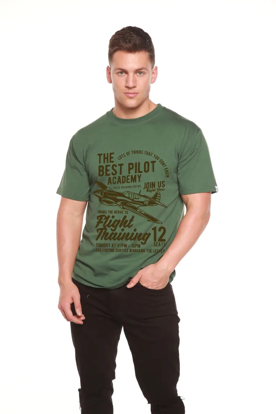 Flight Training Men's Bamboo Viscose/Organic Cotton Short Sleeve Graphic T-Shirt Spun Bamboo