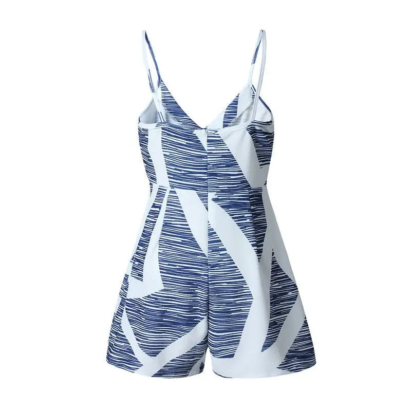 Floral Print Ruffles Strapless Rompers Summer Pleated Chest Wrapped Playsuits Womens Jumpsuit - Blade & Thread