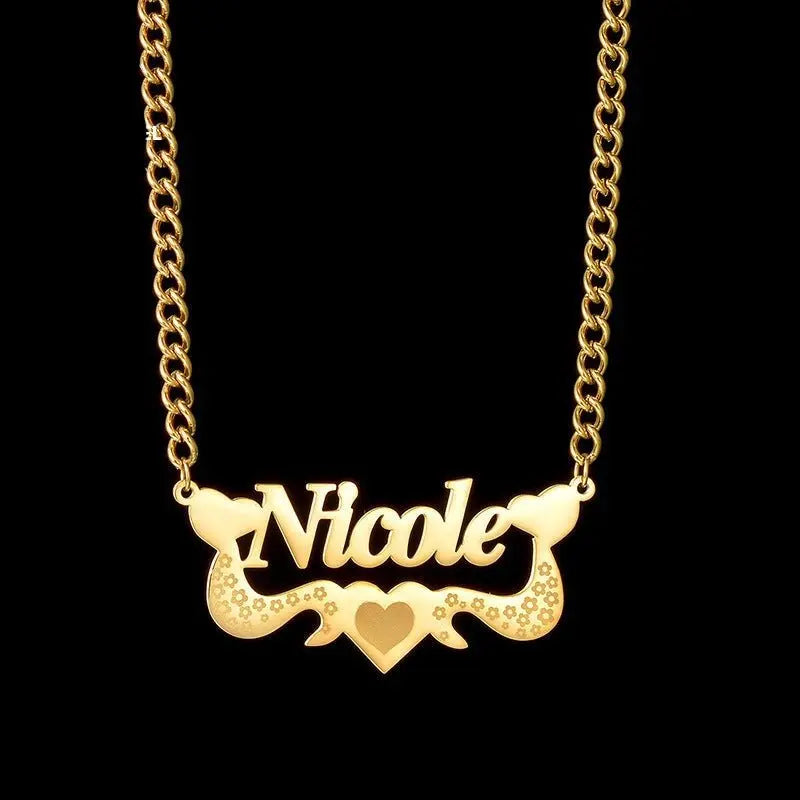 Flower Love Customized Name Necklace Laser Marked Clavicle Chain - Blade & Thread