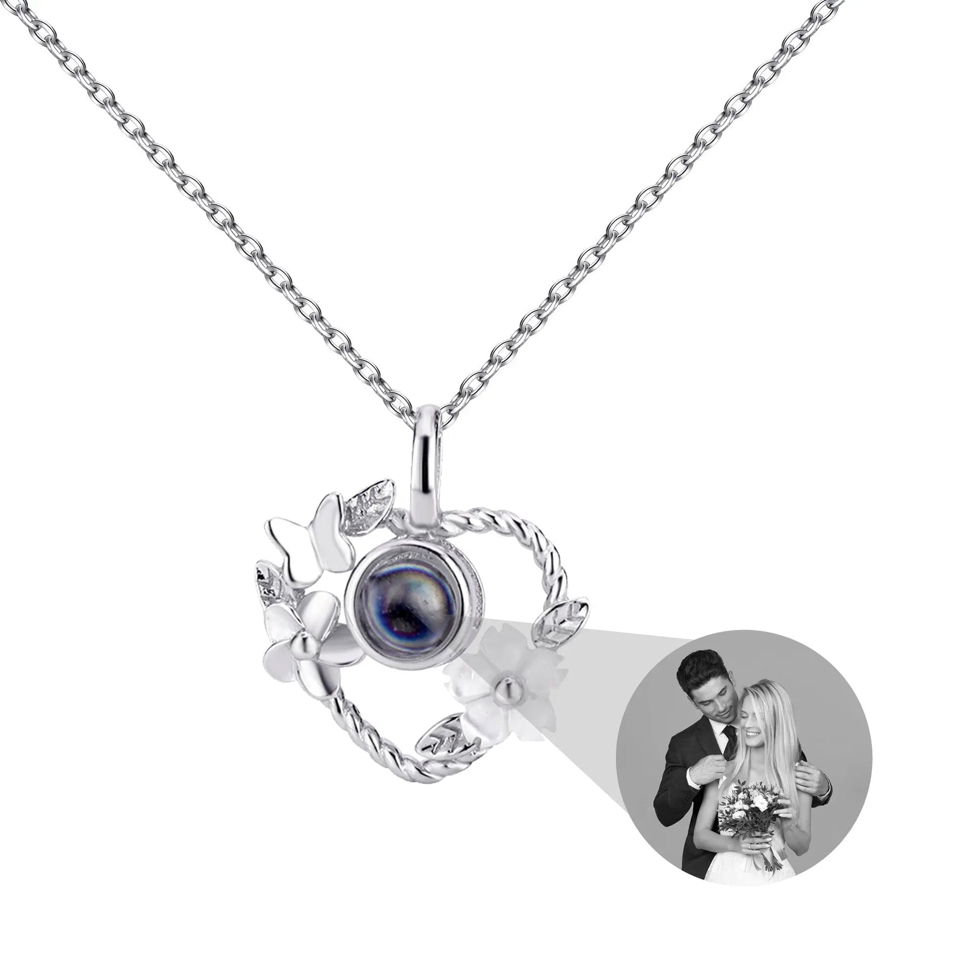 Flowers that can be customized for photos Personalized Projection Photo Necklace - Blade & Thread