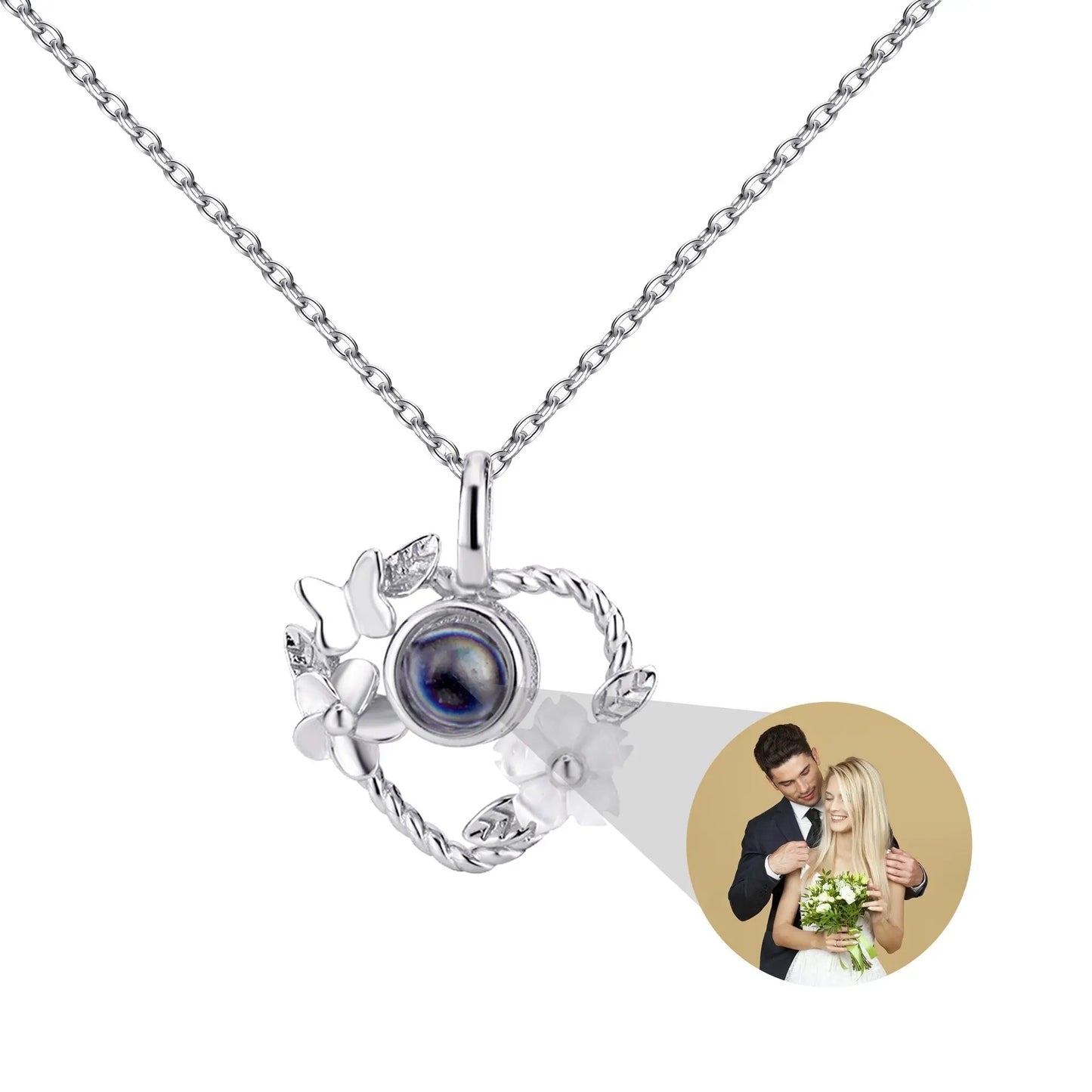 Flowers that can be customized for photos Personalized Projection Photo Necklace - Blade & Thread