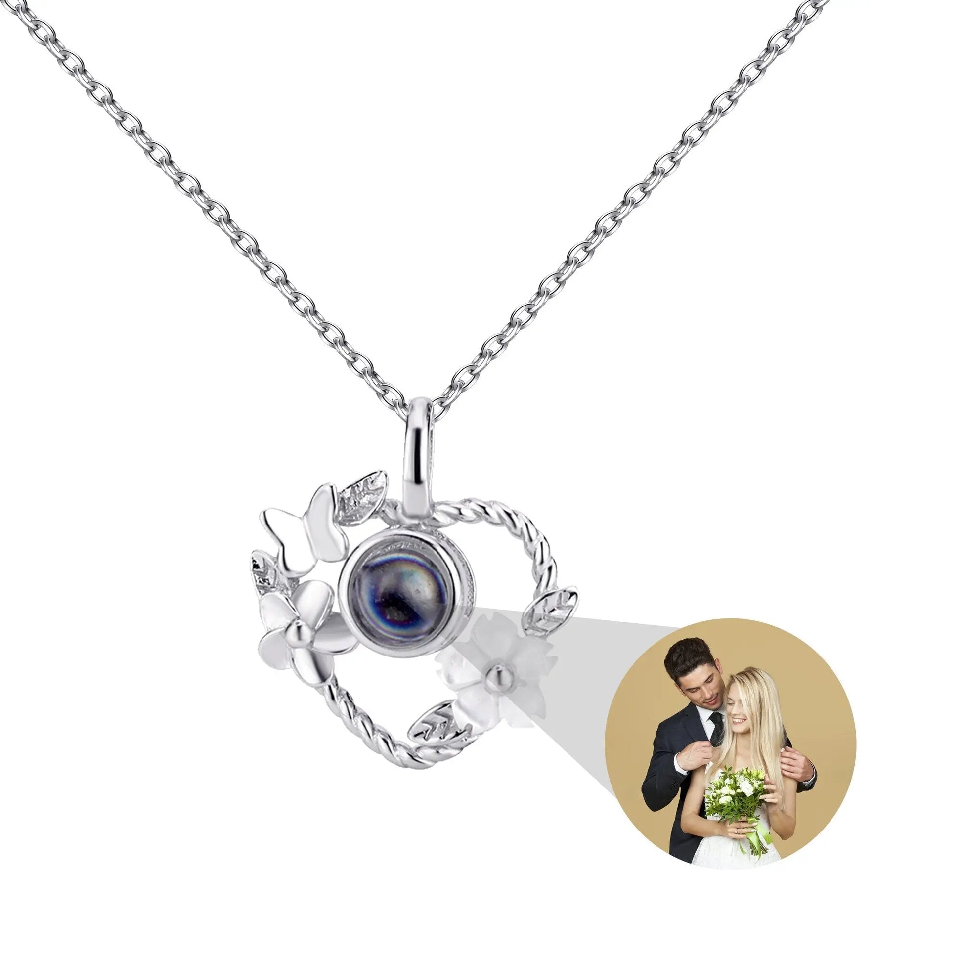 Flowers that can be customized for photos Personalized Projection Photo Necklace - Blade & Thread