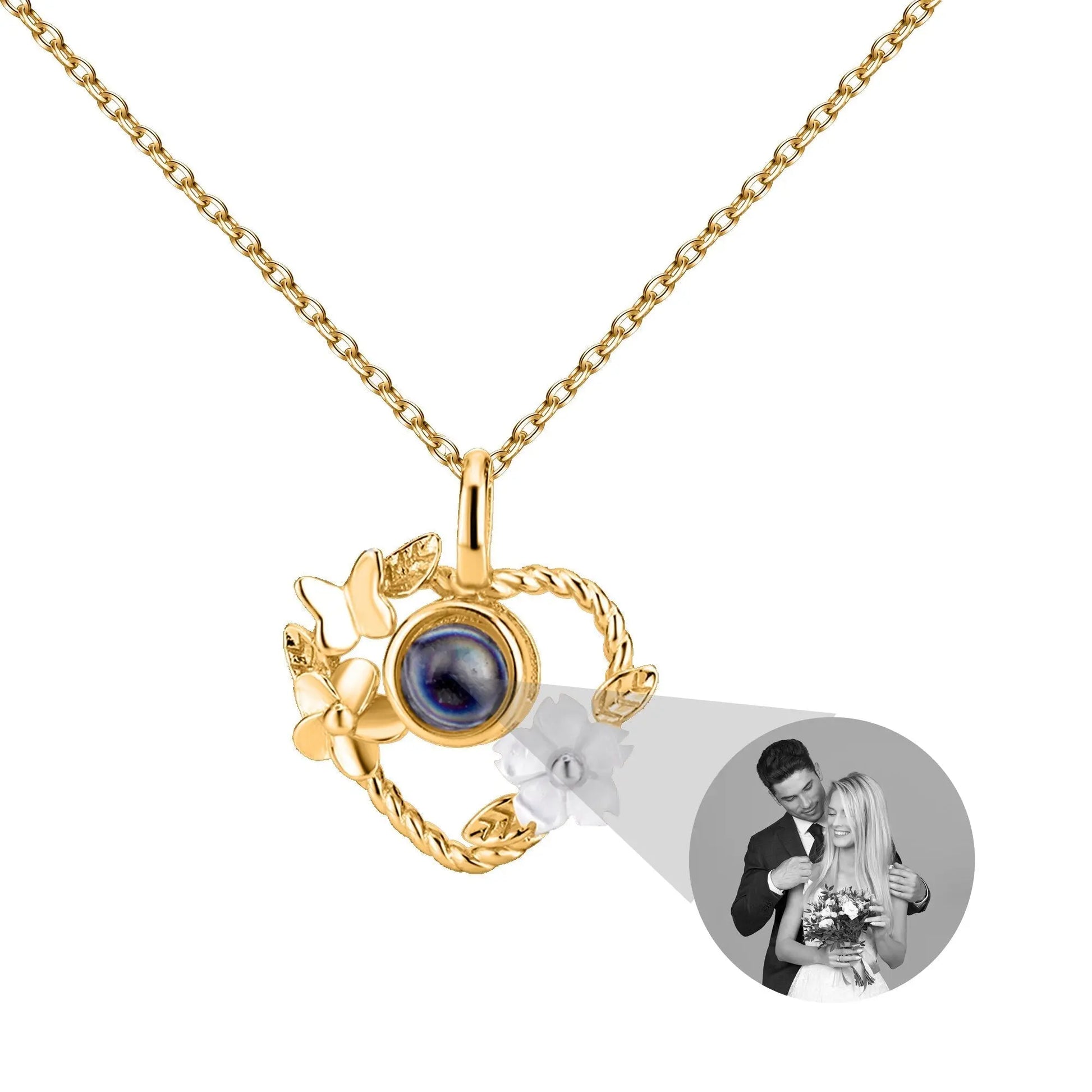 Flowers that can be customized for photos Personalized Projection Photo Necklace - Blade & Thread