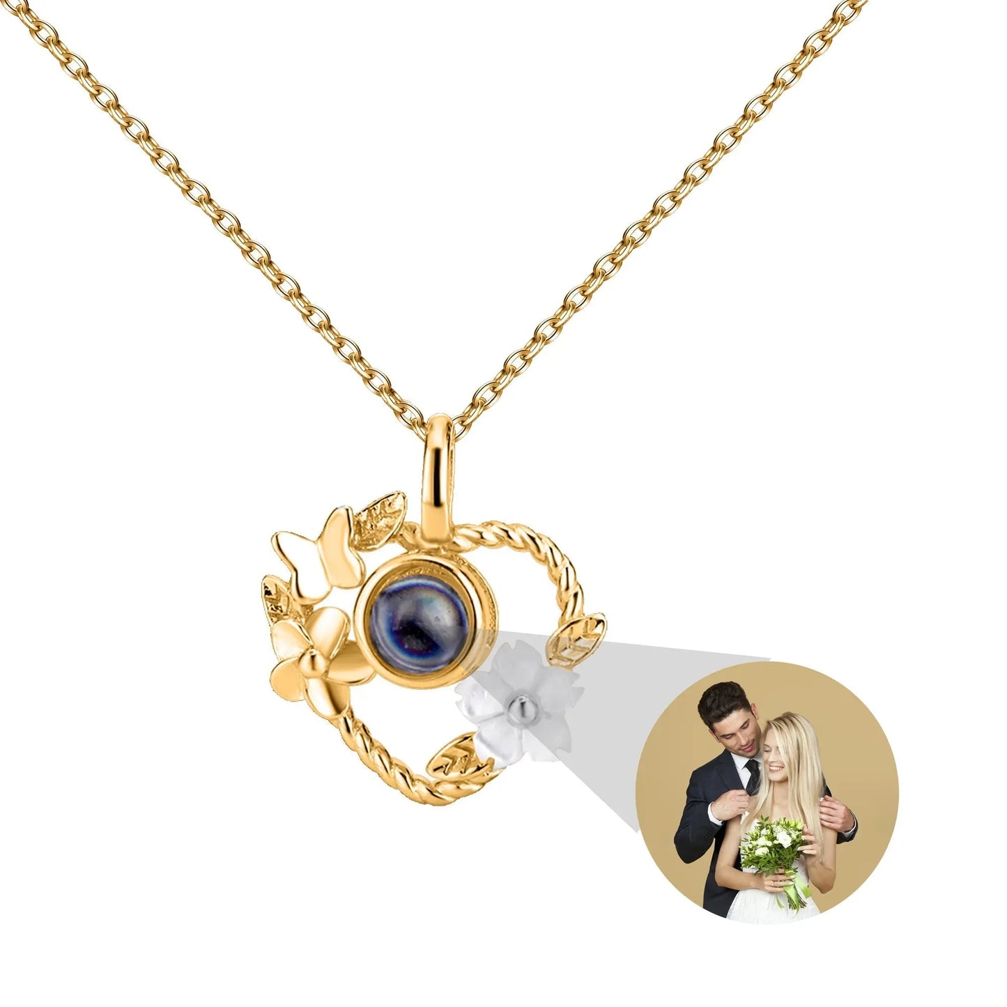 Flowers that can be customized for photos Personalized Projection Photo Necklace - Blade & Thread