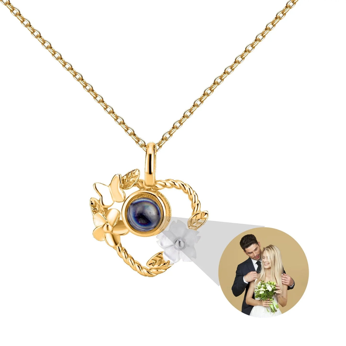Flowers that can be customized for photos Personalized Projection Photo Necklace - Blade & Thread
