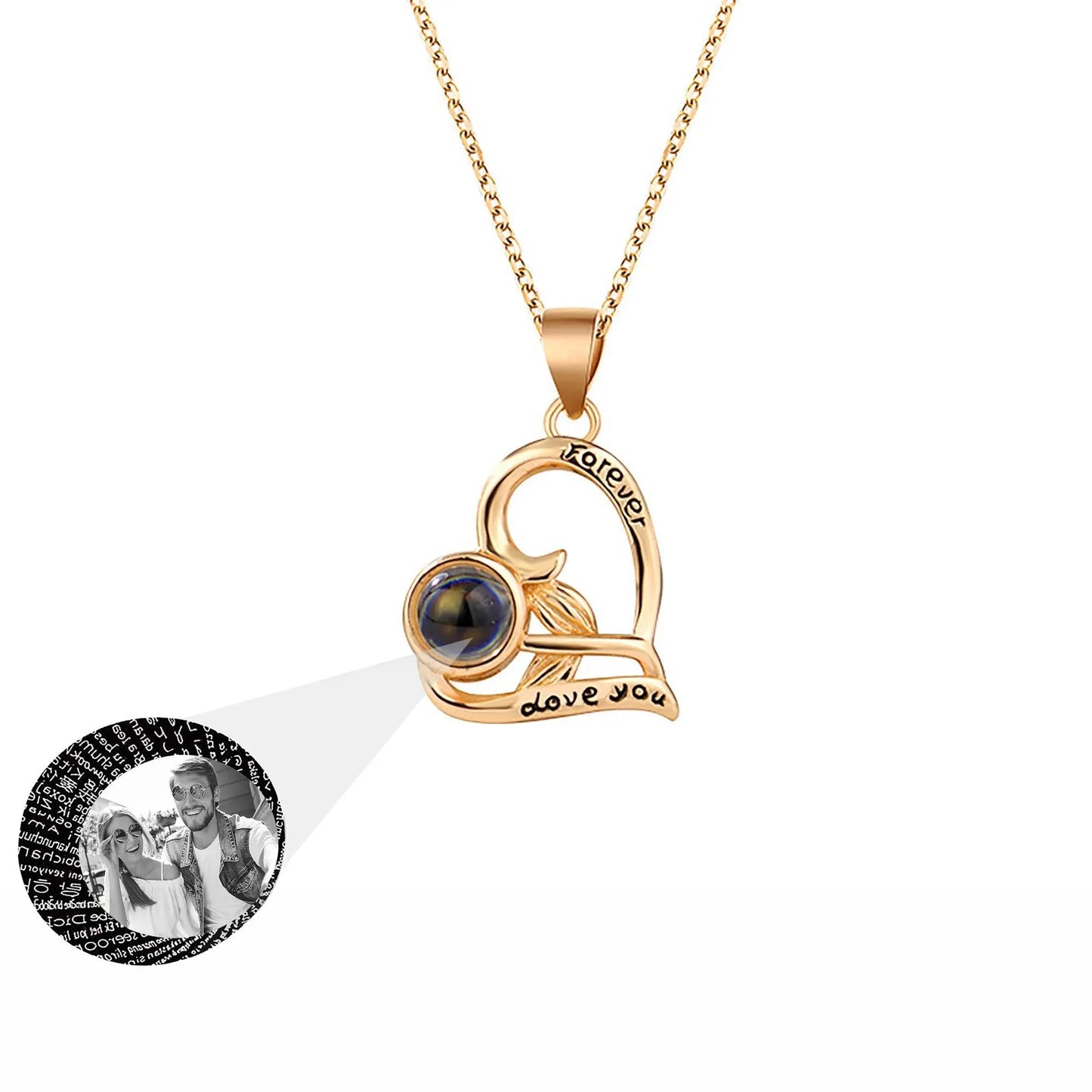 Flowers that can be customized for photos Projection Necklace Pendant Jewelry - Blade & Thread