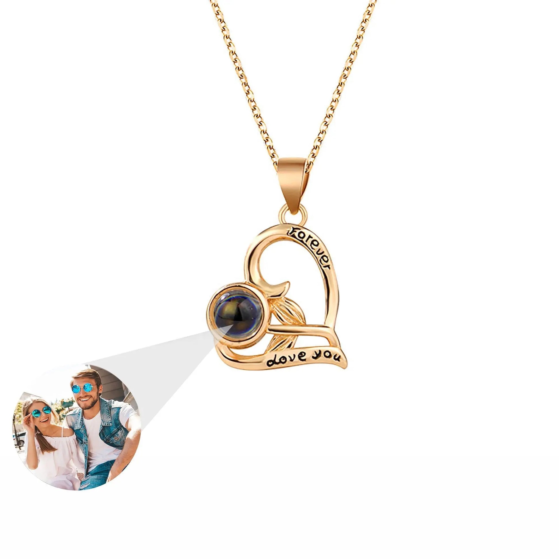 Flowers that can be customized for photos Projection Necklace Pendant Jewelry - Blade & Thread