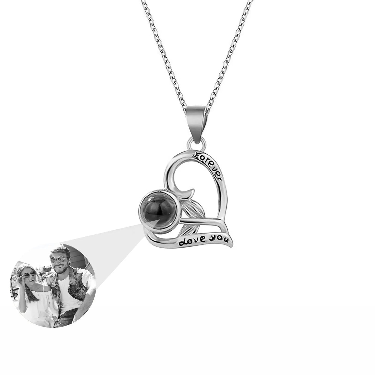 Flowers that can be customized for photos Projection Necklace Pendant Jewelry - Blade & Thread