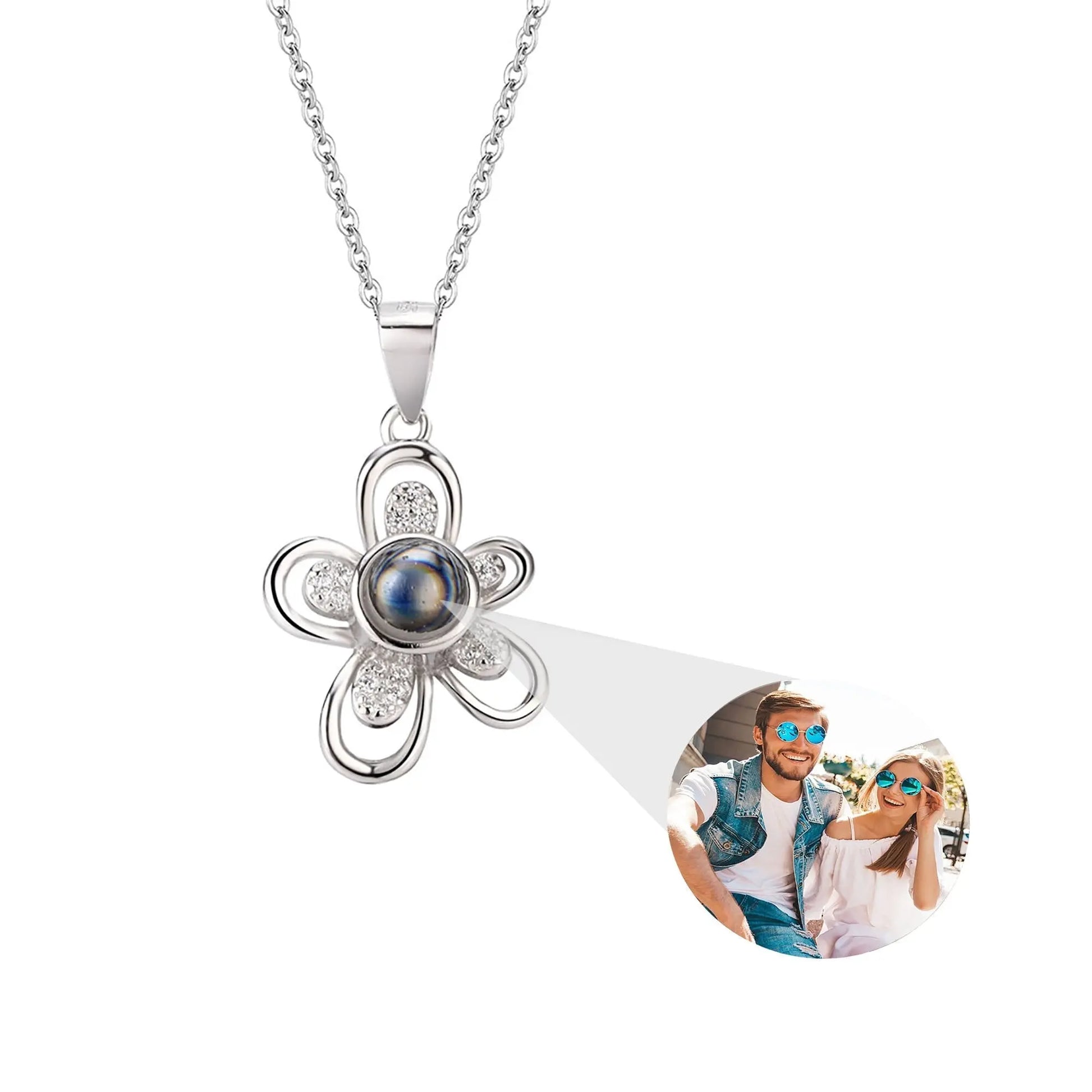 Flowers that can be customized for photos Projection Necklace Pendant Jewelry - Blade & Thread