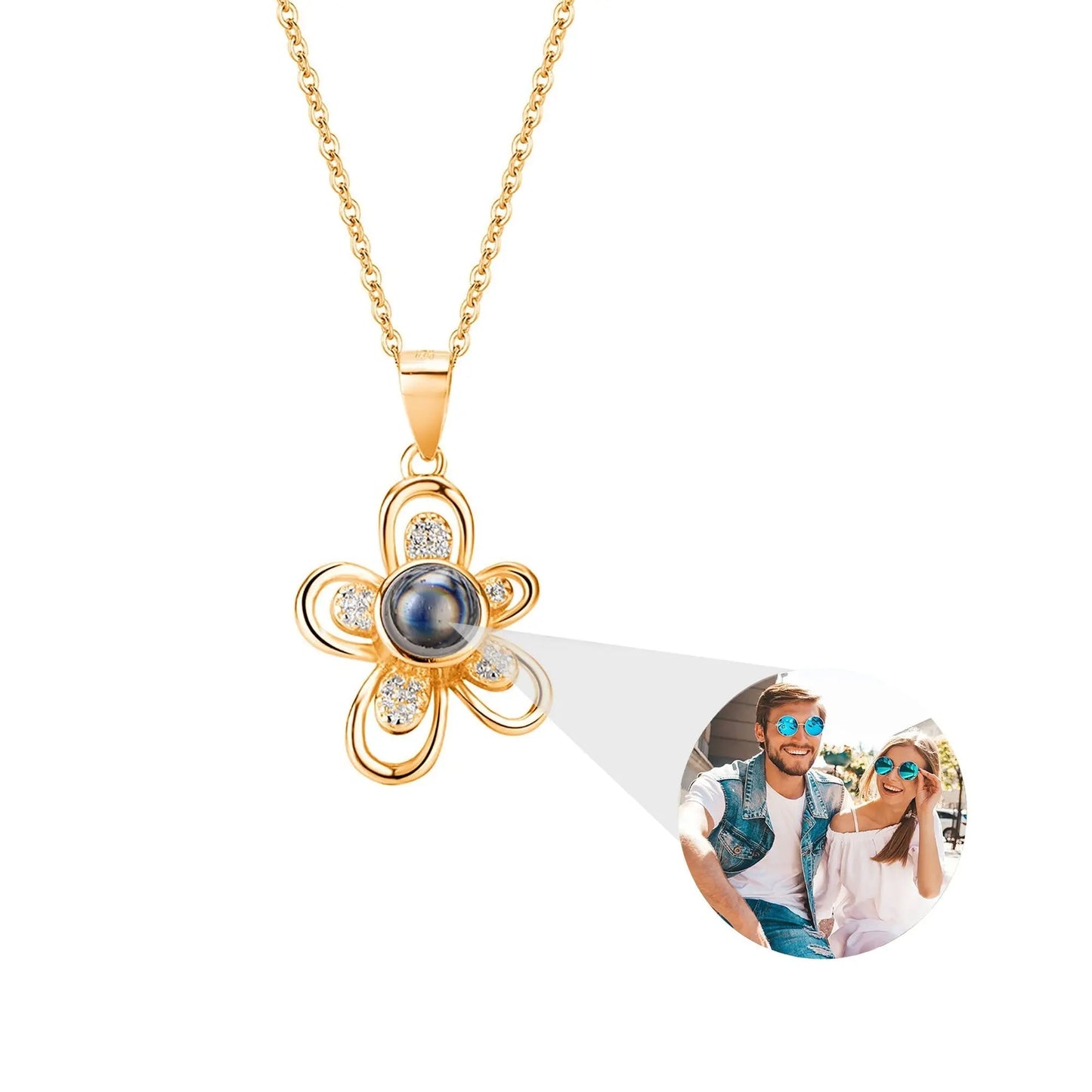 Flowers that can be customized for photos Projection Necklace Pendant Jewelry - Blade & Thread
