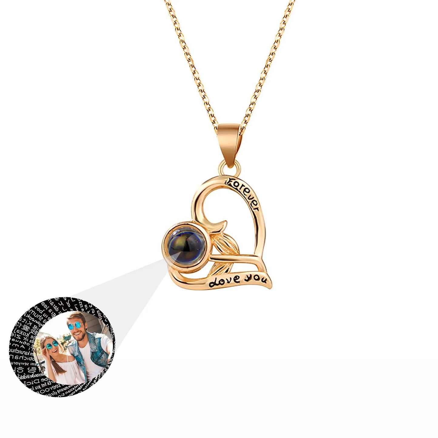Flowers that can be customized for photos Projection Necklace Pendant Jewelry - Blade & Thread