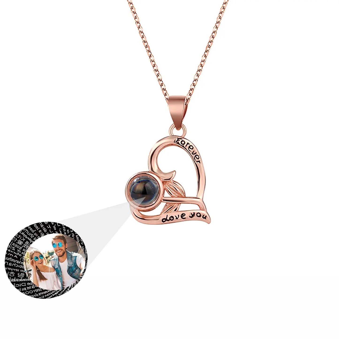 Flowers that can be customized for photos Projection Necklace Pendant Jewelry - Blade & Thread