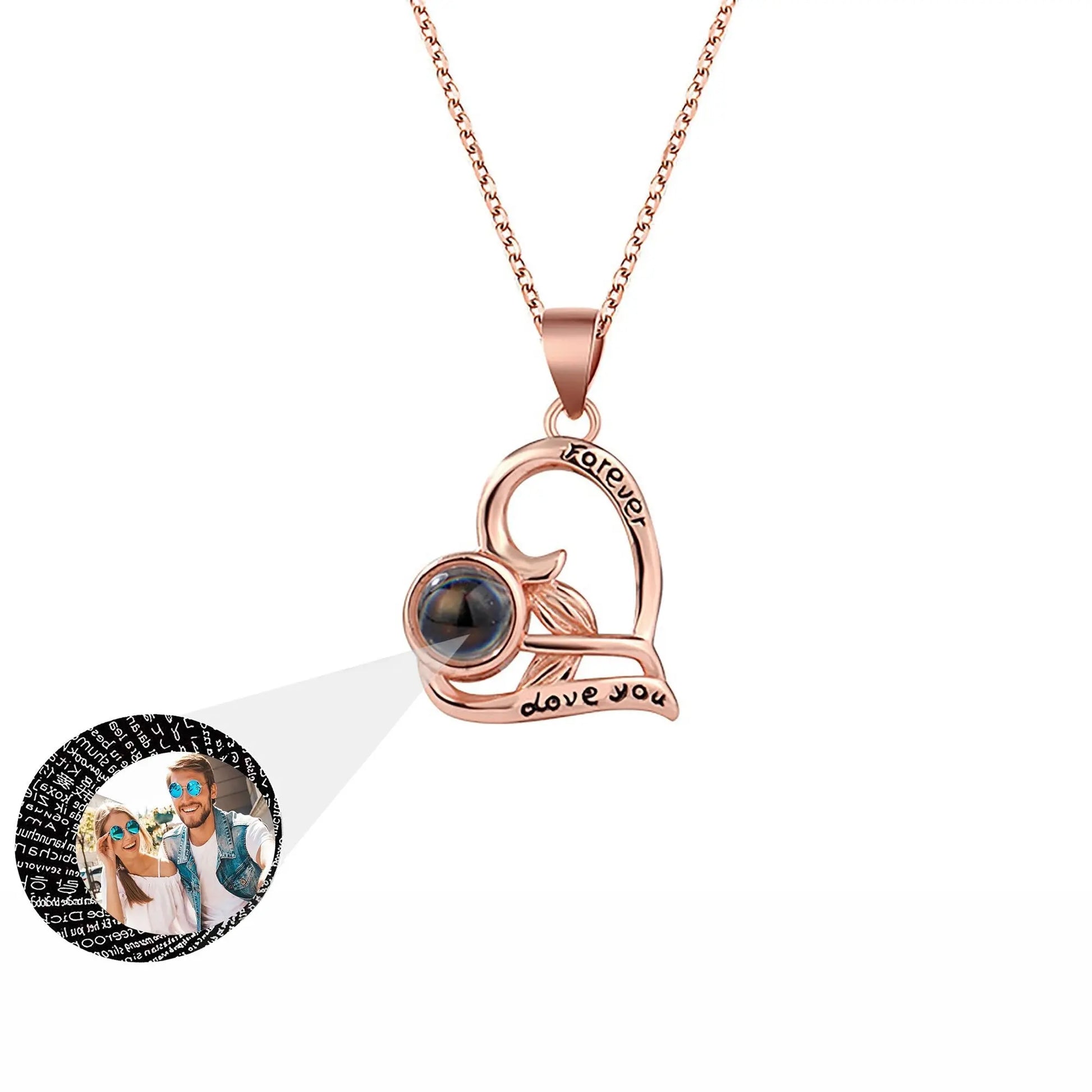 Flowers that can be customized for photos Projection Necklace Pendant Jewelry - Blade & Thread