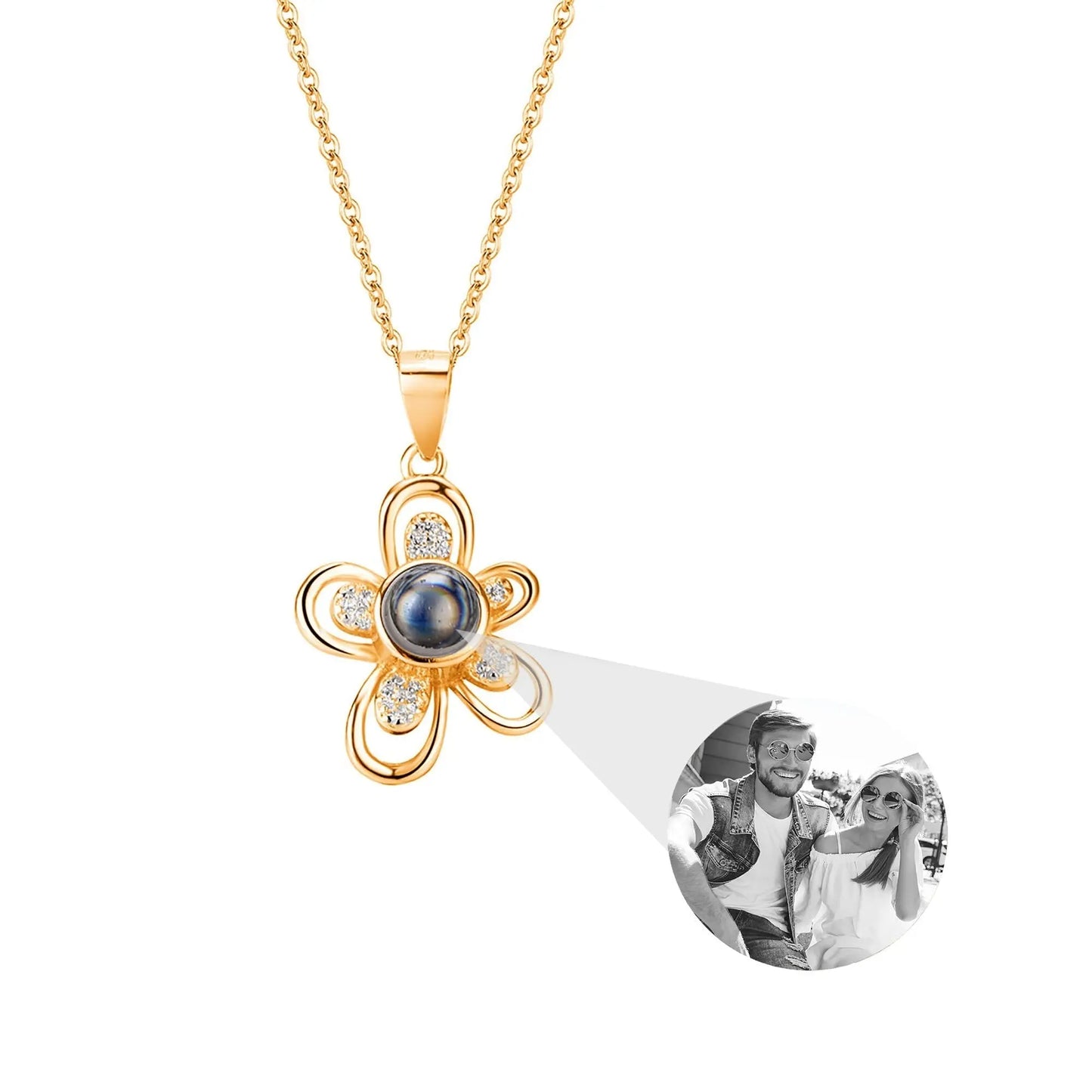 Flowers that can be customized for photos Projection Necklace Pendant Jewelry - Blade & Thread
