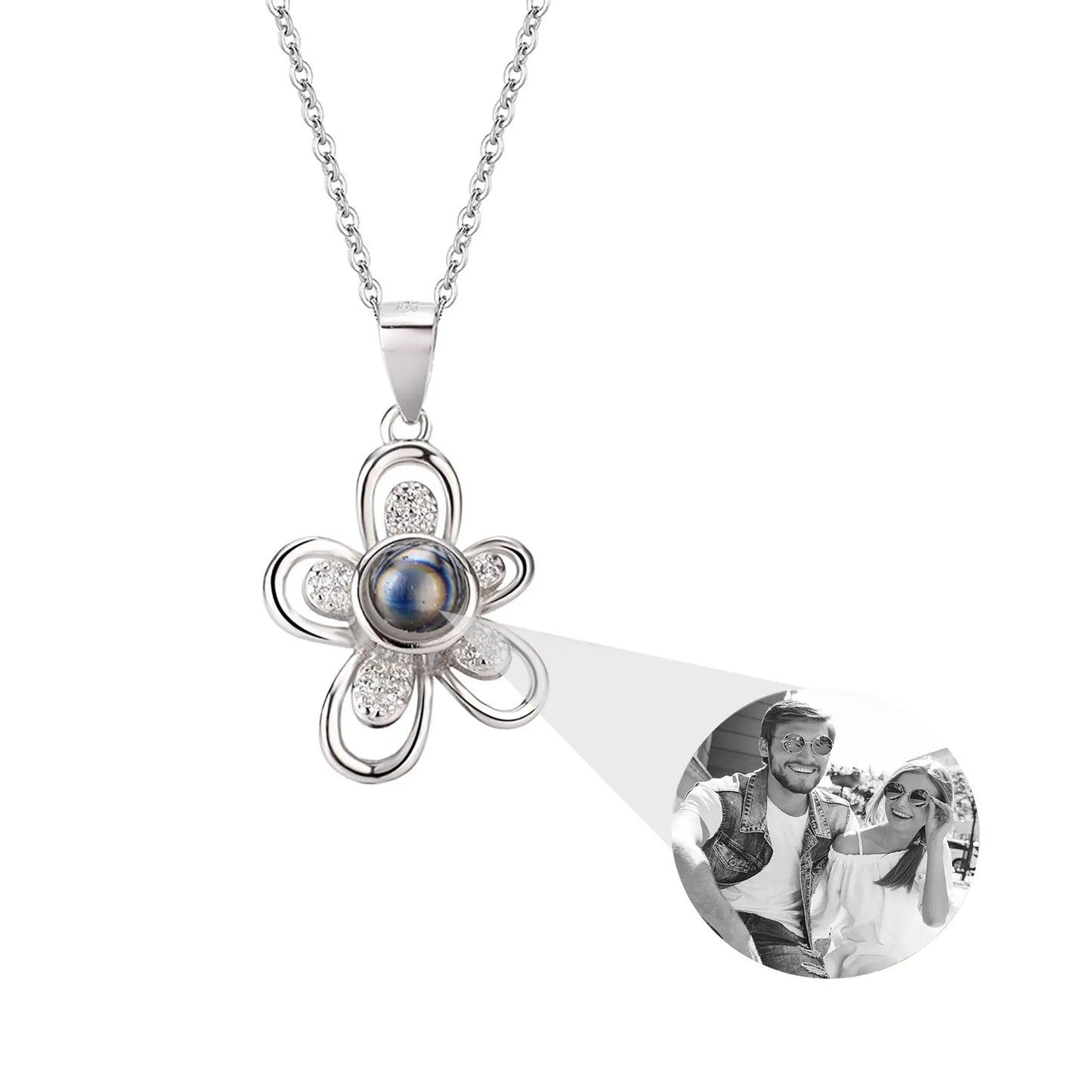 Flowers that can be customized for photos Projection Necklace Pendant Jewelry - Blade & Thread