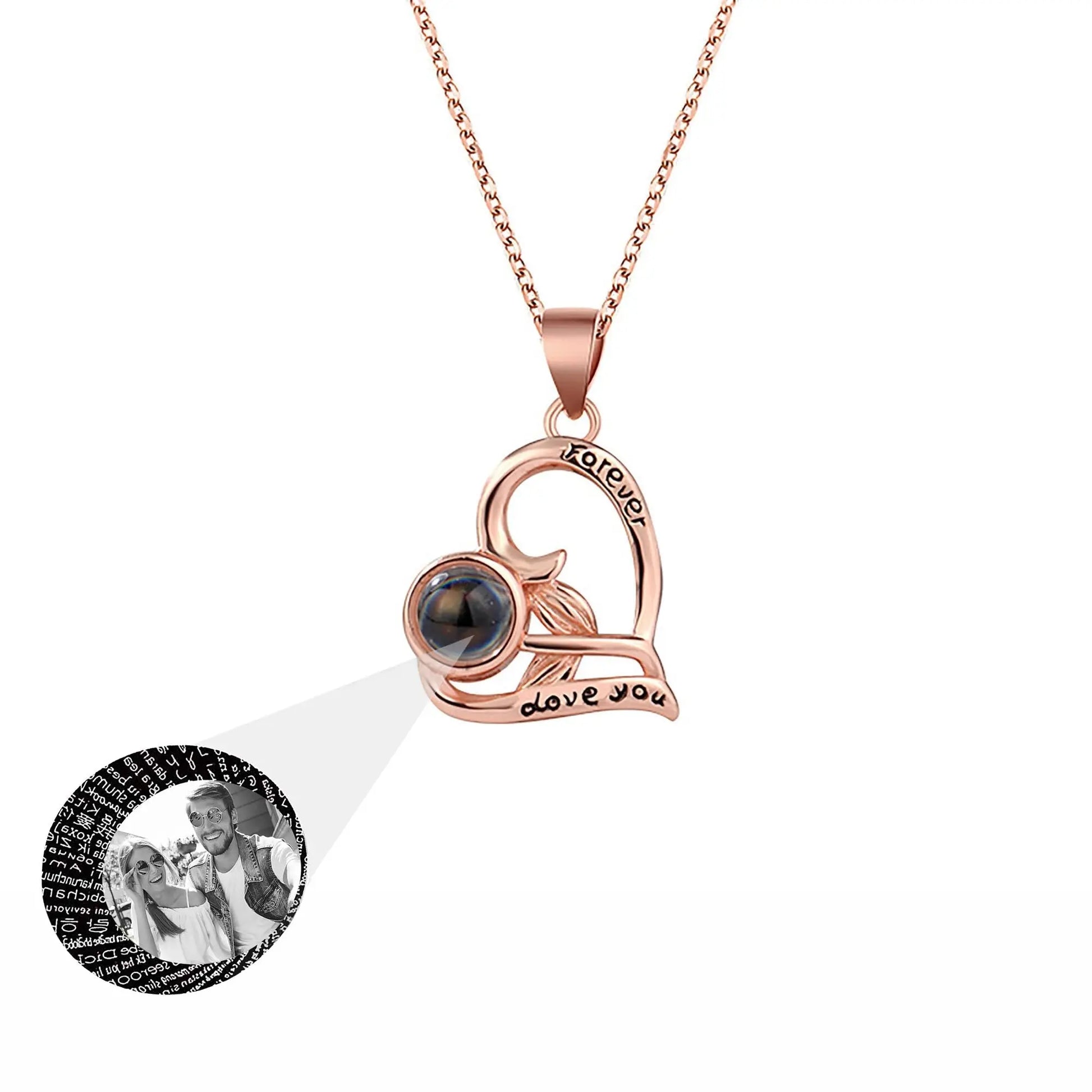 Flowers that can be customized for photos Projection Necklace Pendant Jewelry - Blade & Thread