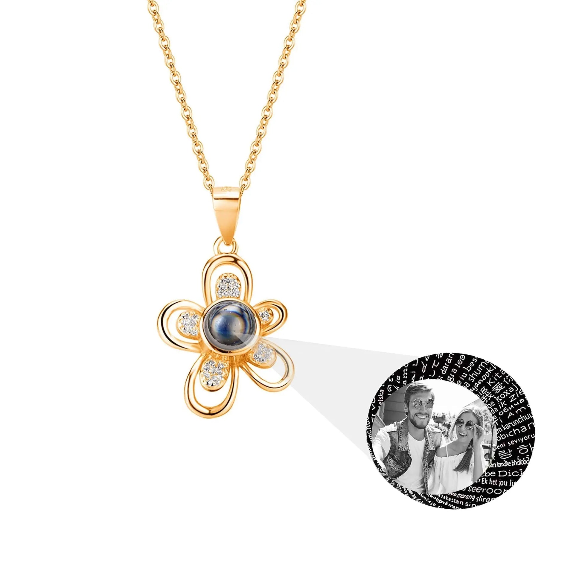 Flowers that can be customized for photos Projection Necklace Pendant Jewelry - Blade & Thread
