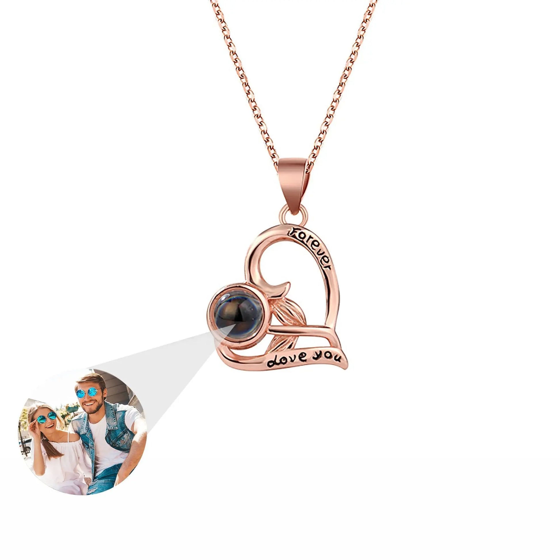 Flowers that can be customized for photos Projection Necklace Pendant Jewelry - Blade & Thread