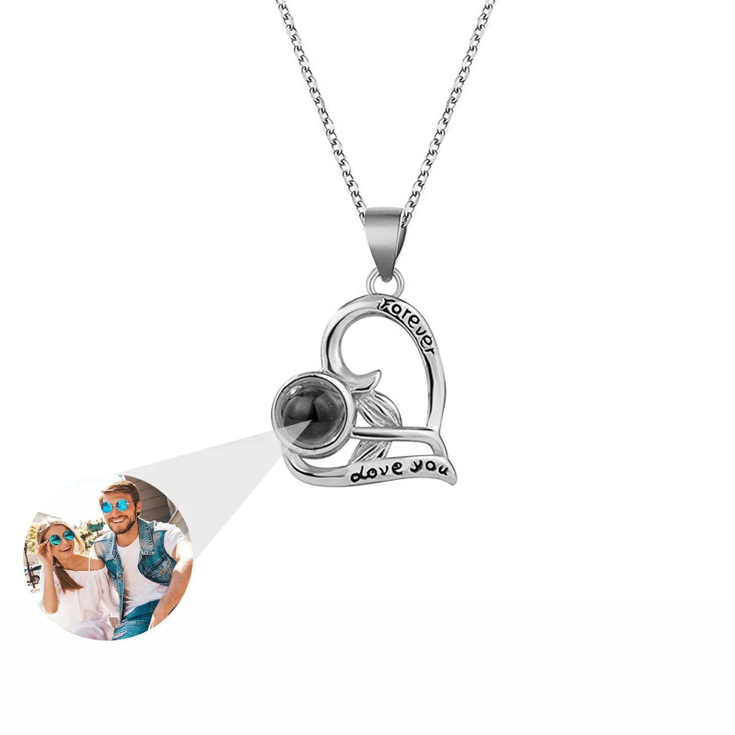 Flowers that can be customized for photos Projection Necklace Pendant Jewelry - Blade & Thread