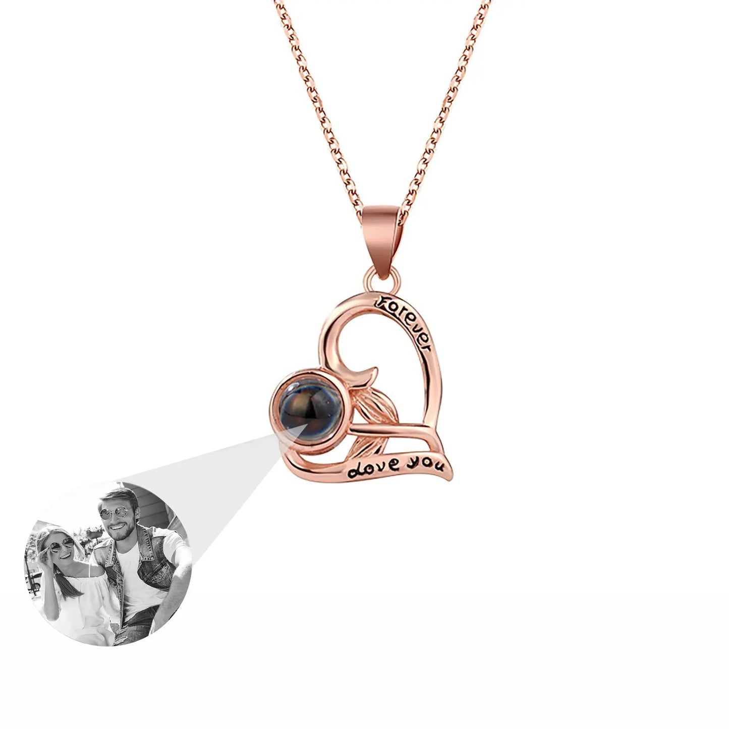 Flowers that can be customized for photos Projection Necklace Pendant Jewelry - Blade & Thread