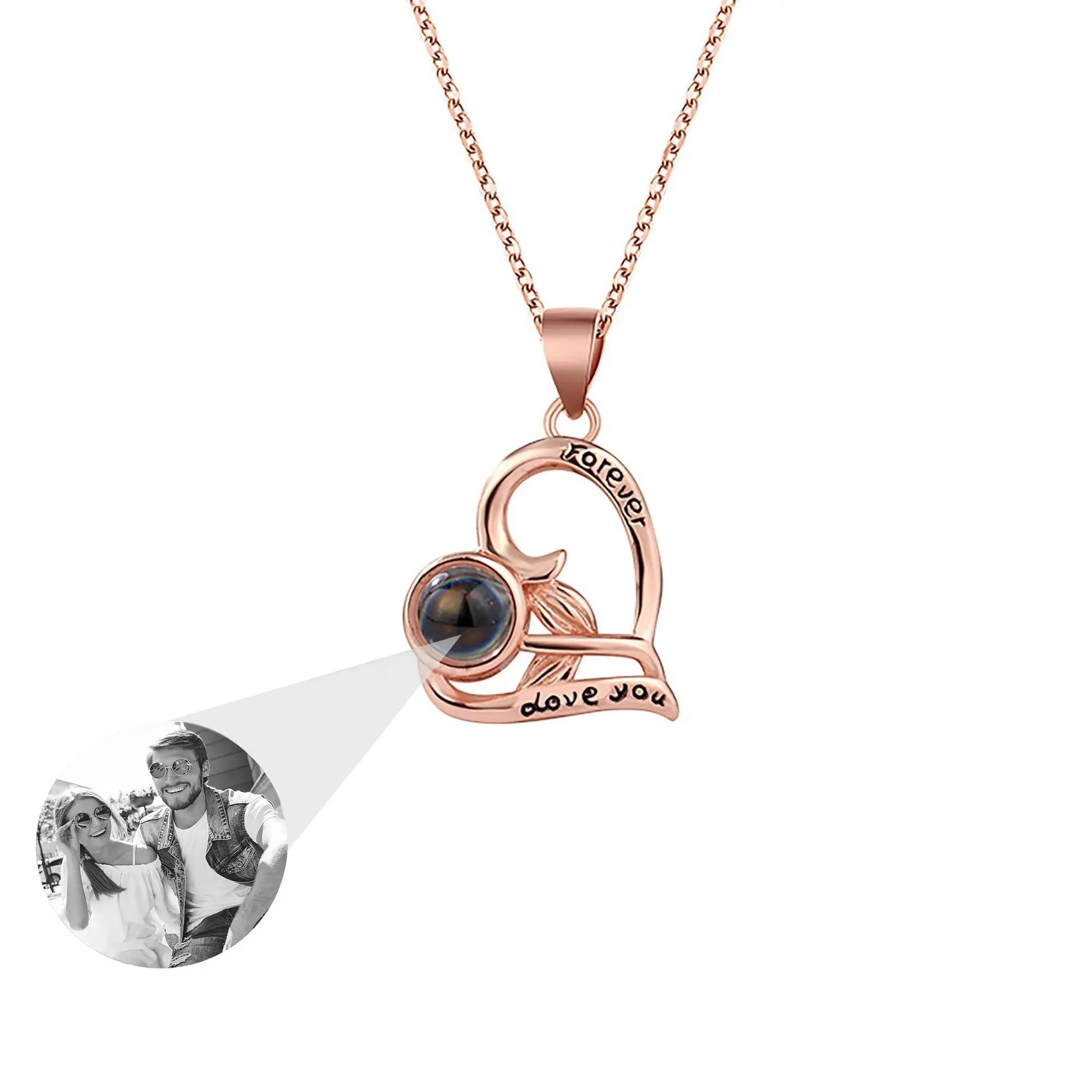 Flowers that can be customized for photos Projection Necklace Pendant Jewelry - Blade & Thread