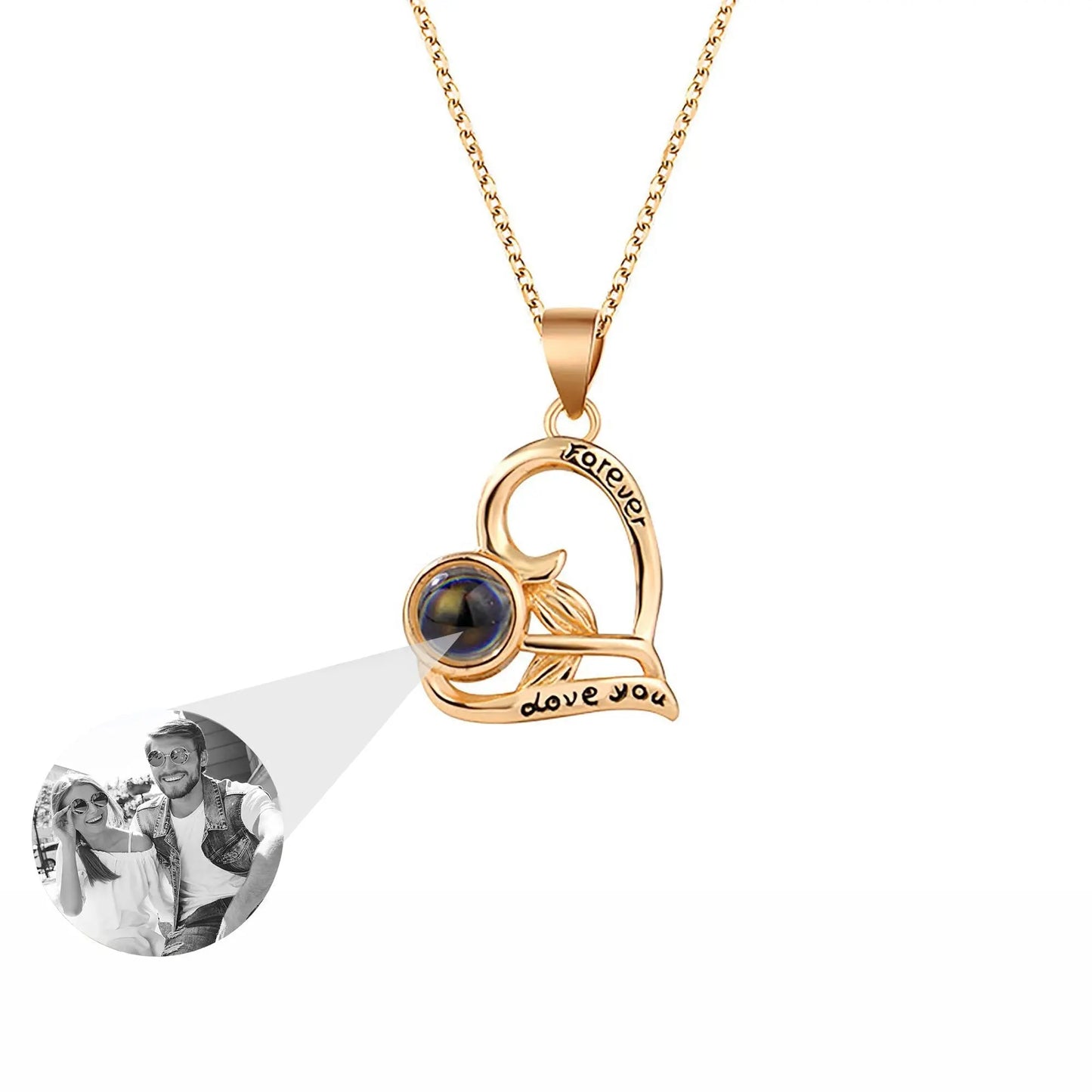 Flowers that can be customized for photos Projection Necklace Pendant Jewelry - Blade & Thread