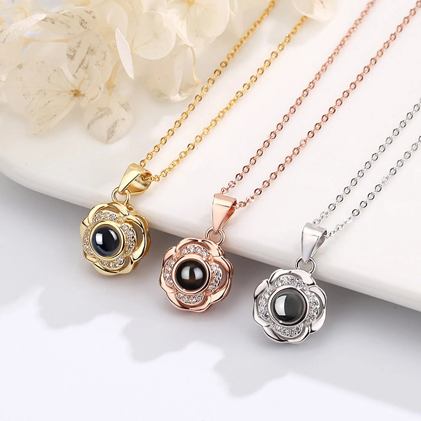 Flowers that can be customized for photos Projection Photo Necklace - Blade & Thread