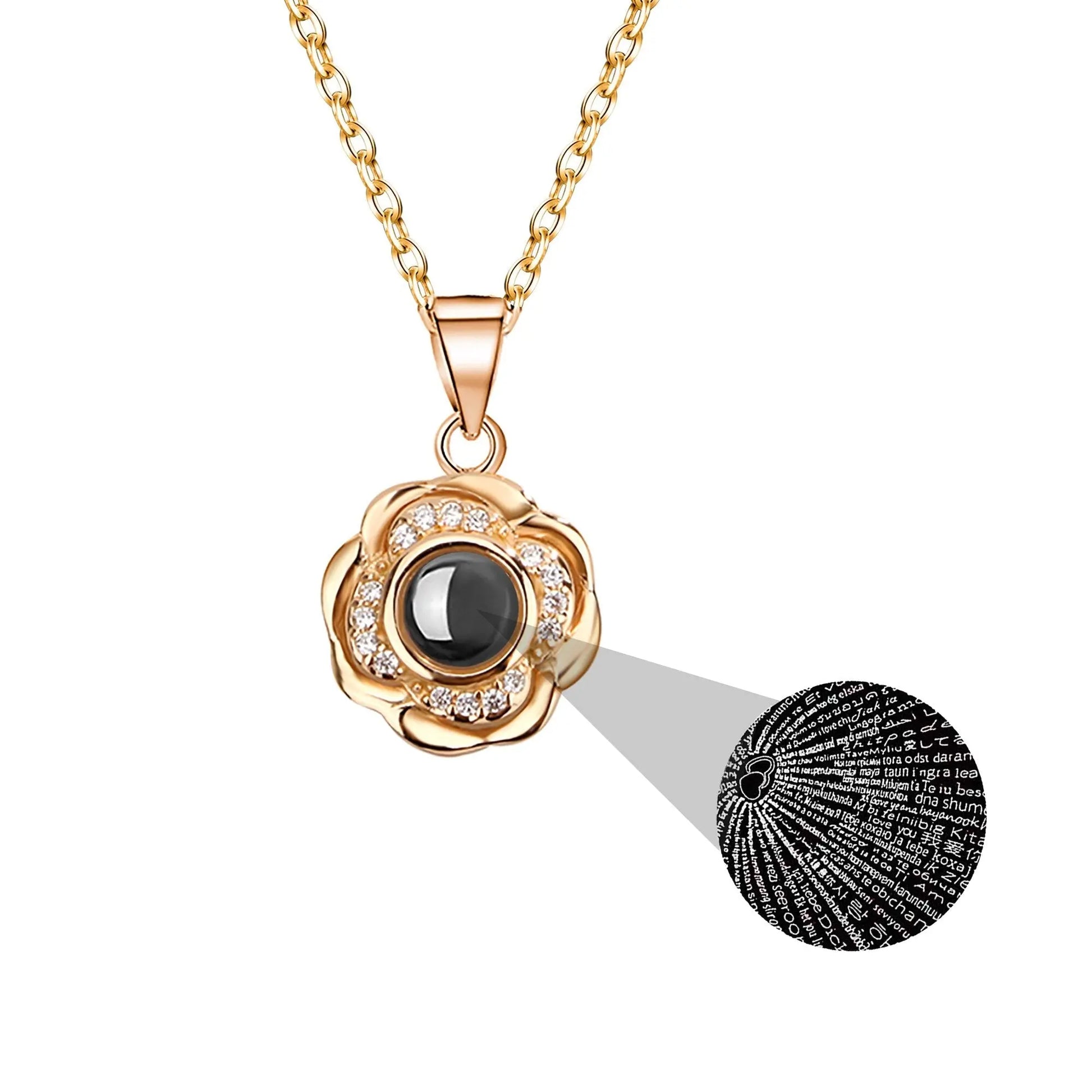 Flowers that can be customized for photos Projection Photo Necklace - Blade & Thread