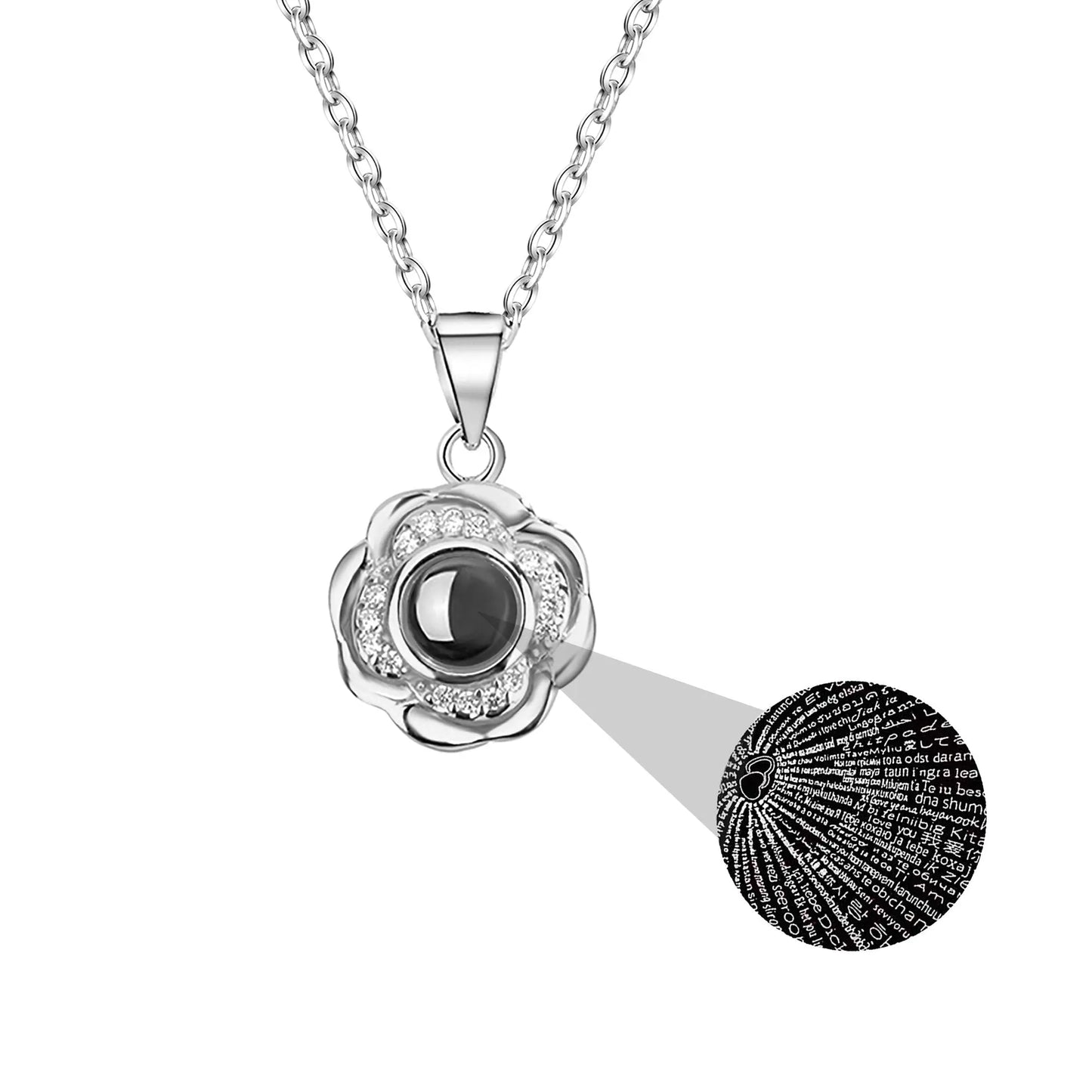 Flowers that can be customized for photos Projection Photo Necklace - Blade & Thread
