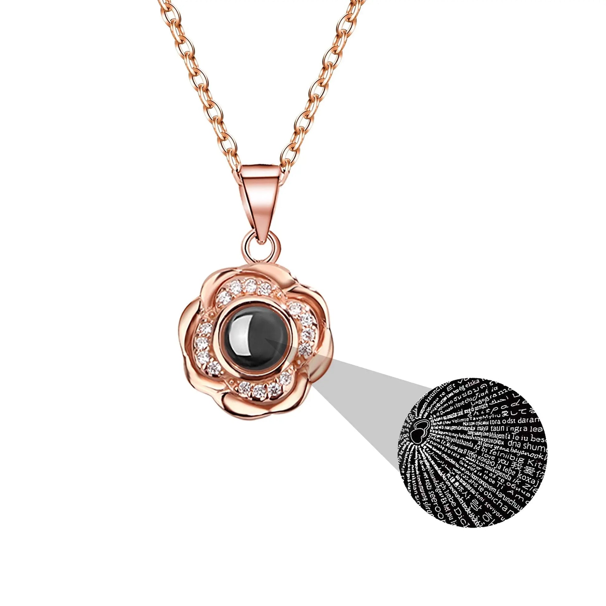 Flowers that can be customized for photos Projection Photo Necklace - Blade & Thread