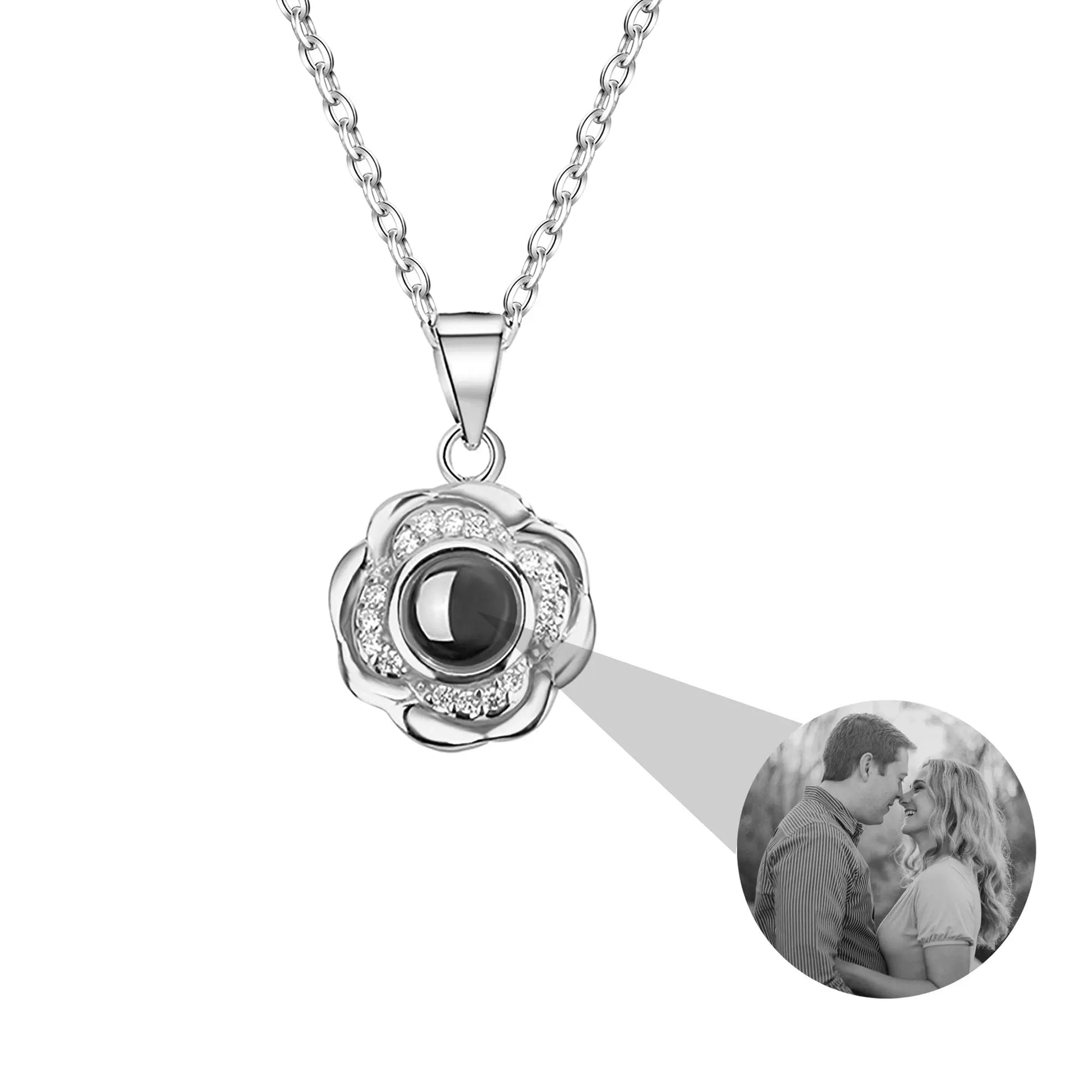 Flowers that can be customized for photos Projection Photo Necklace - Blade & Thread