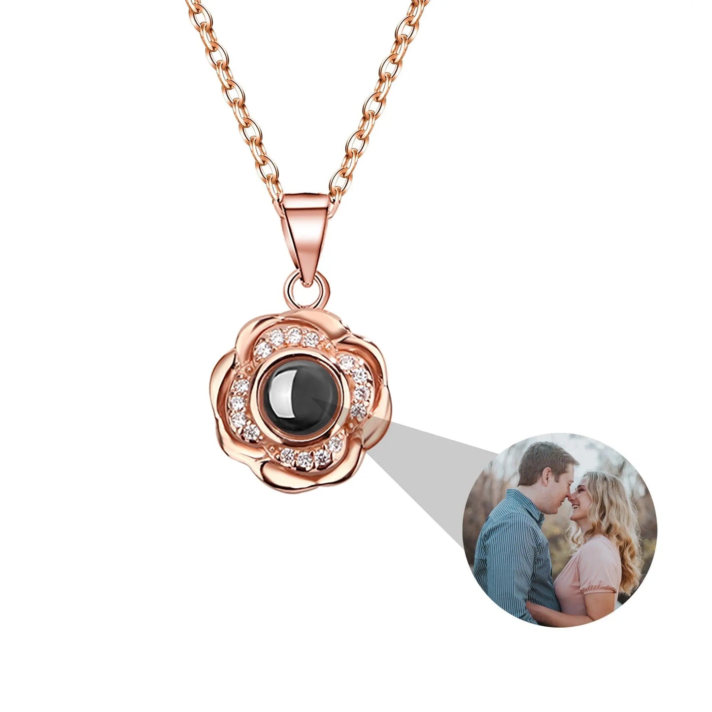 Flowers that can be customized for photos Projection Photo Necklace - Blade & Thread