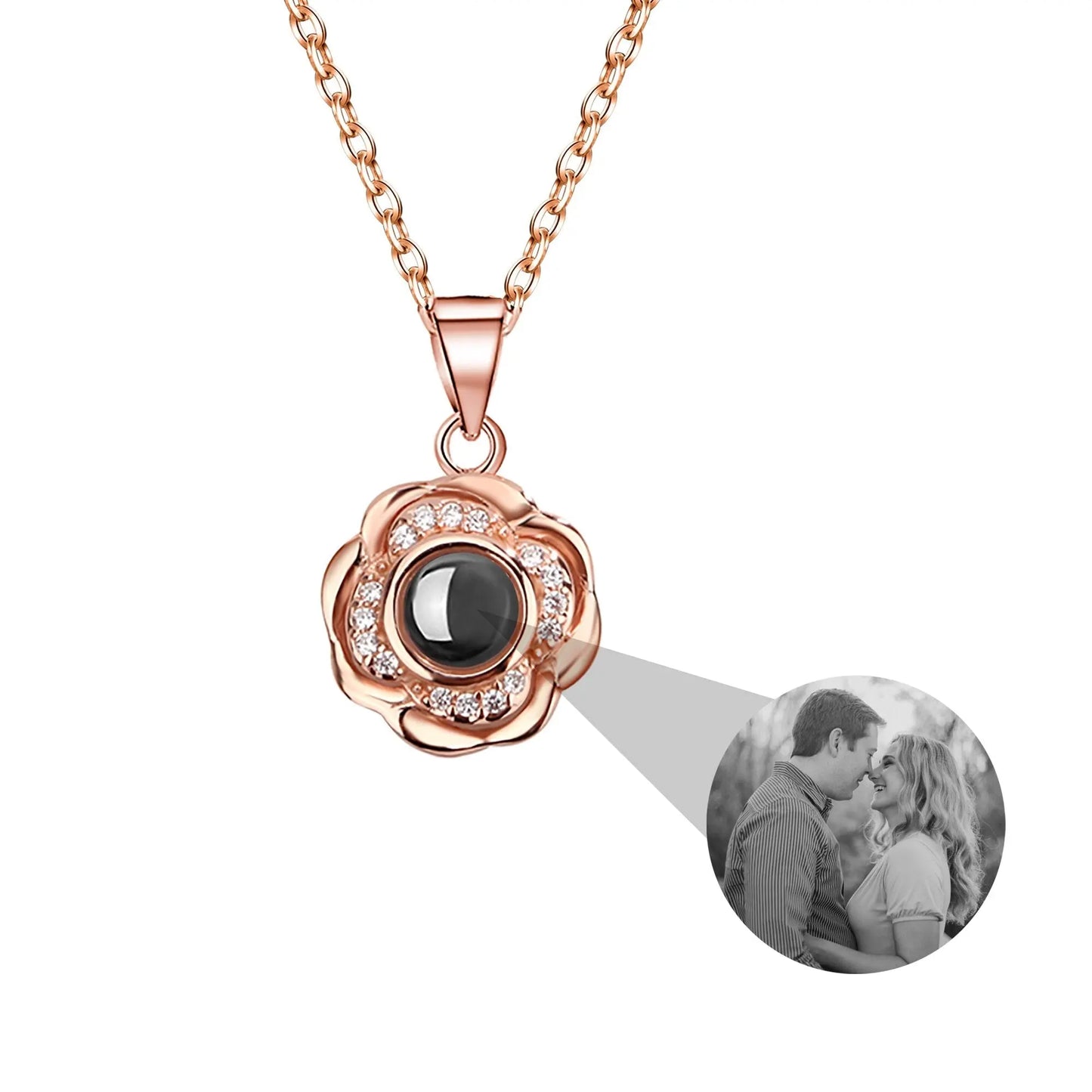 Flowers that can be customized for photos Projection Photo Necklace - Blade & Thread