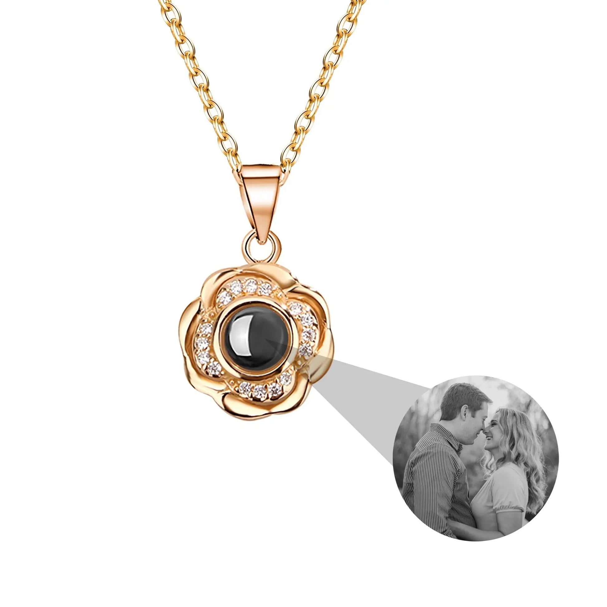 Flowers that can be customized for photos Projection Photo Necklace - Blade & Thread