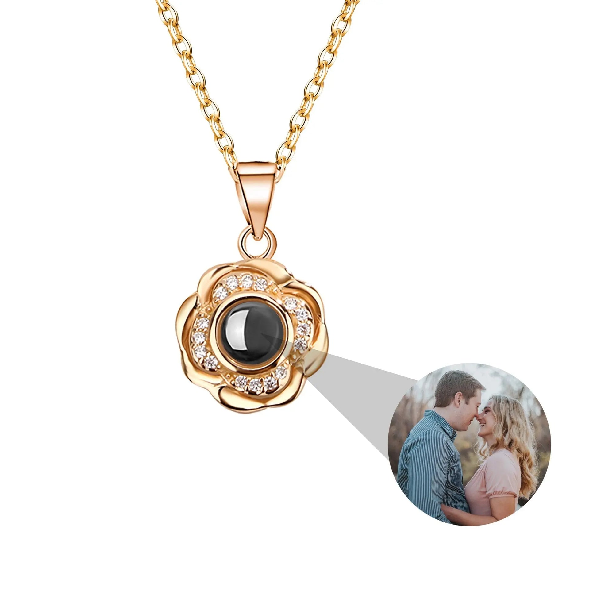 Flowers that can be customized for photos Projection Photo Necklace - Blade & Thread