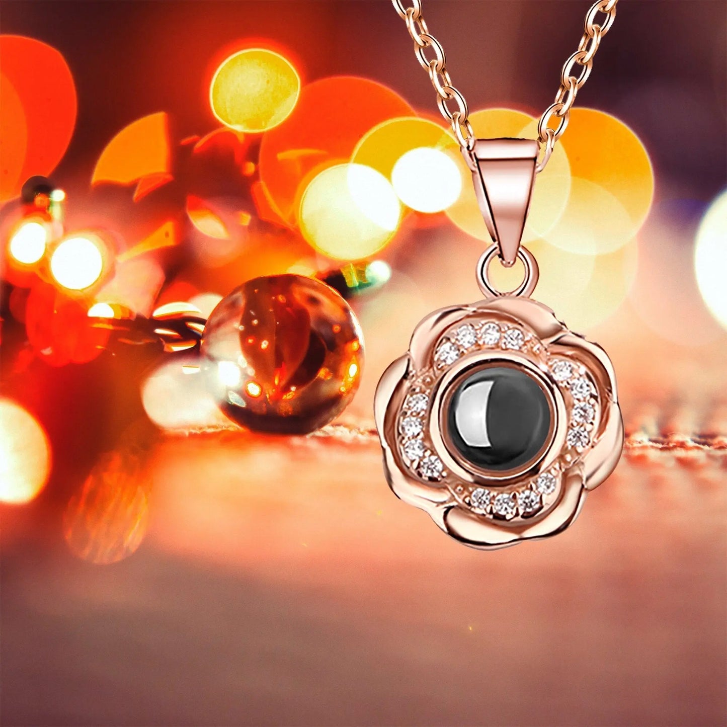 Flowers that can be customized for photos Projection Photo Necklace - Blade & Thread