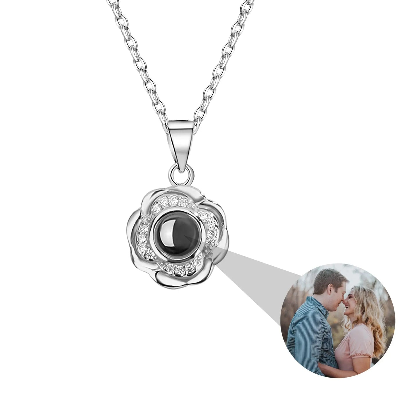 Flowers that can be customized for photos Projection Photo Necklace - Blade & Thread