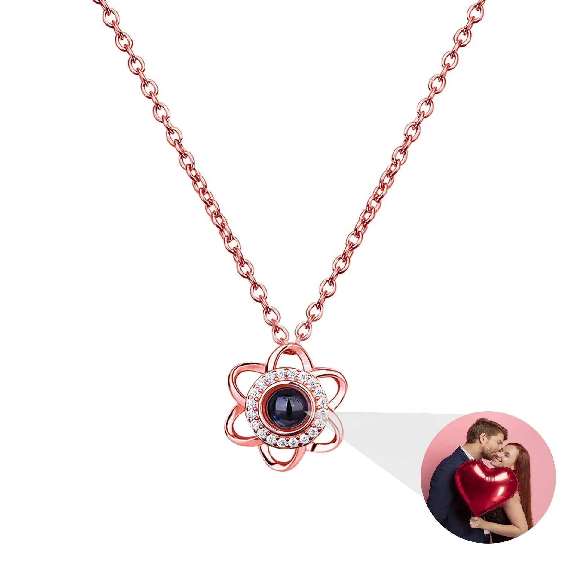 Flowers that can be customized for photosProjection Necklace Pendant Jewelry - Blade & Thread