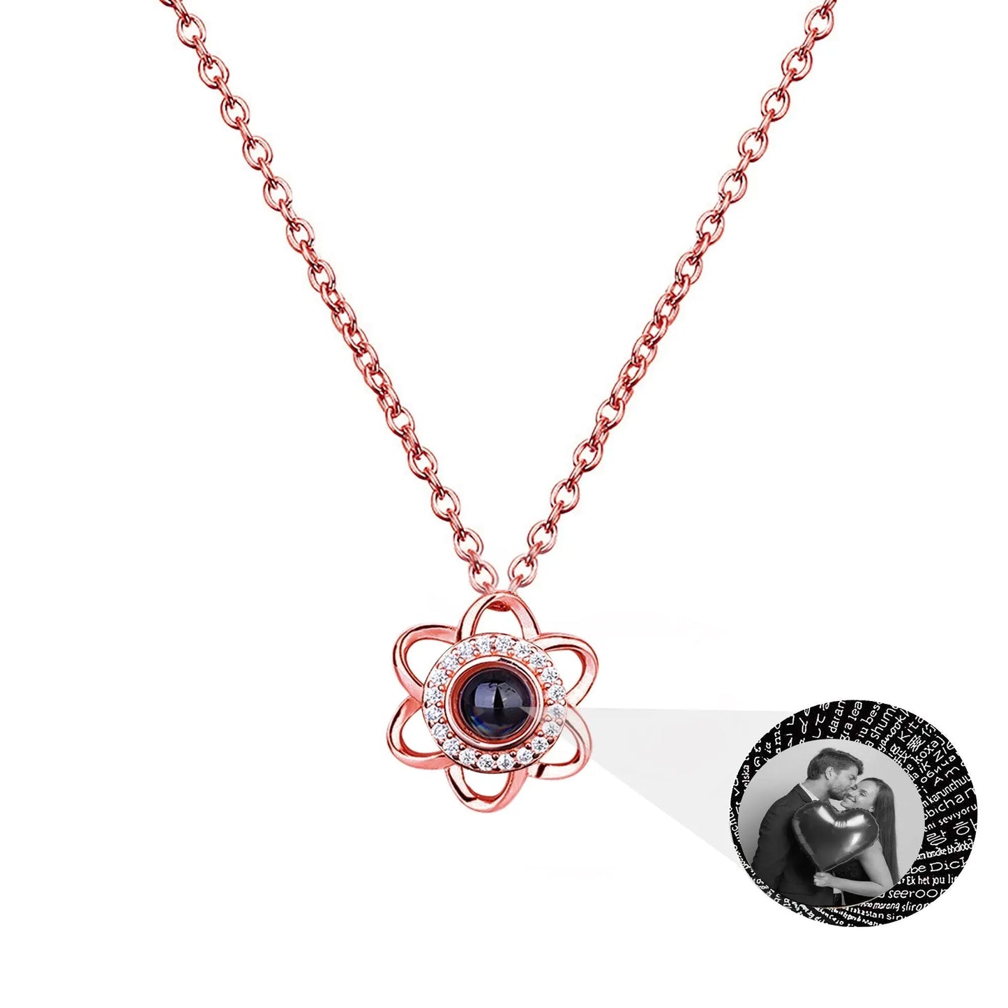 Flowers that can be customized for photosProjection Necklace Pendant Jewelry - Blade & Thread